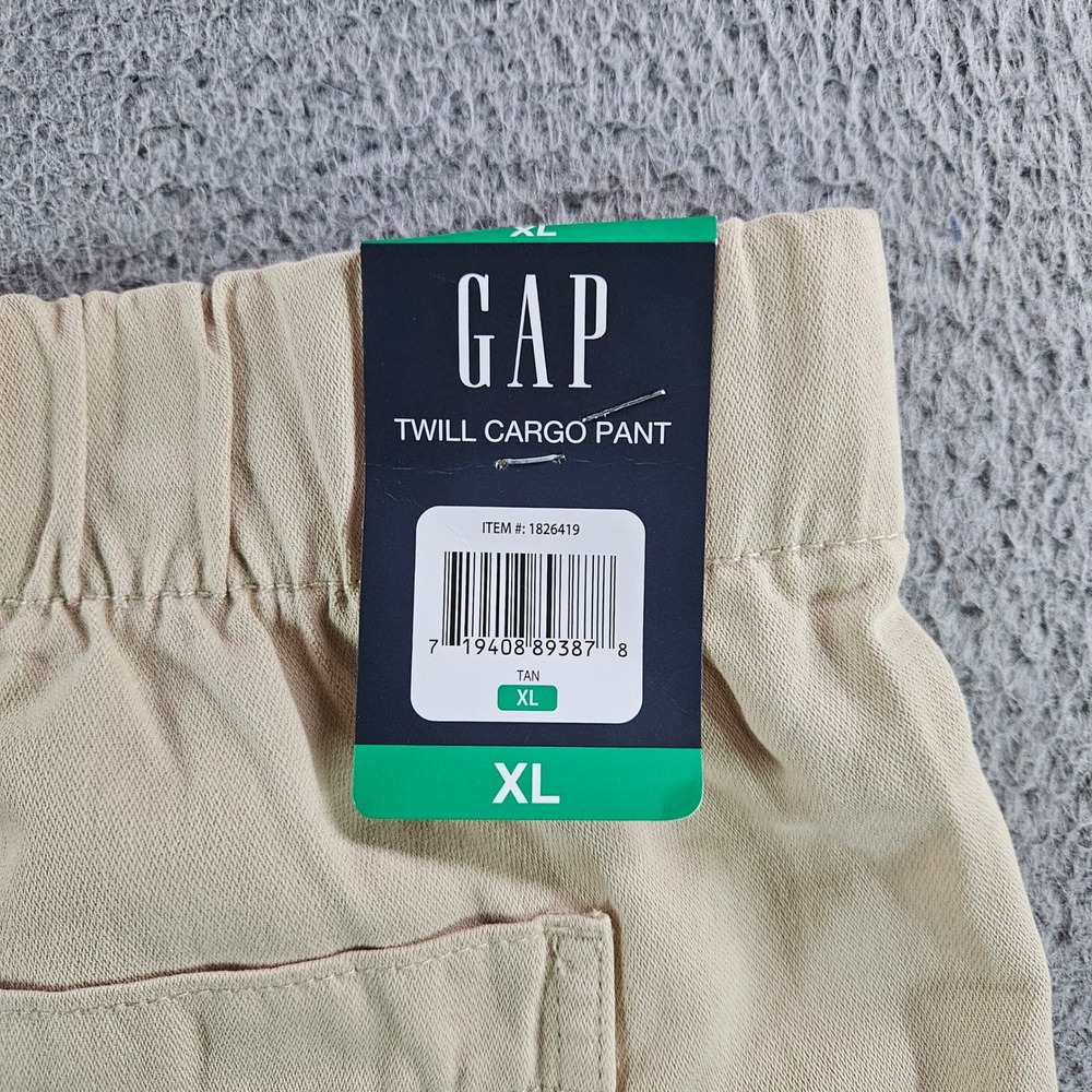 Gap Men Twill Cargo Pants Tan Beige Elastic Waist XL NEW NWT
